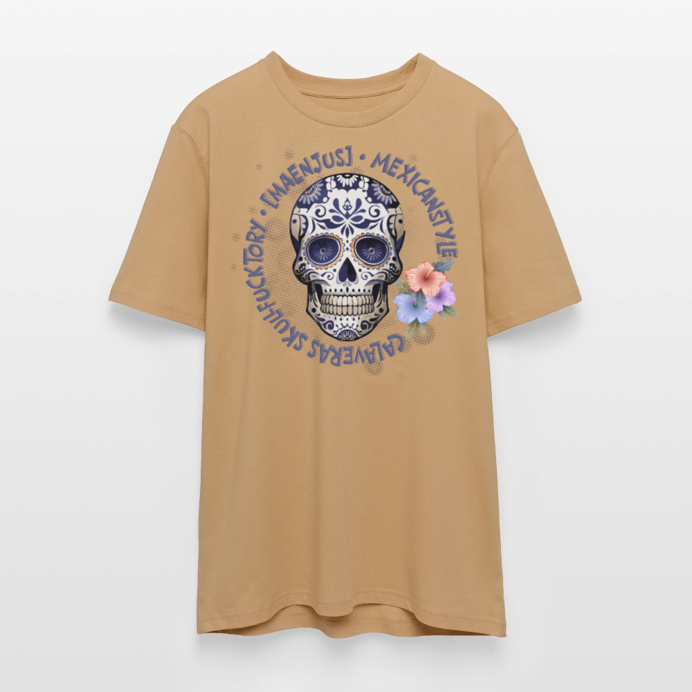 Unisex Bio-T-Shirt mit MAENJUS MEXICANSTYLE PRINT Vorderseite - Karamell
