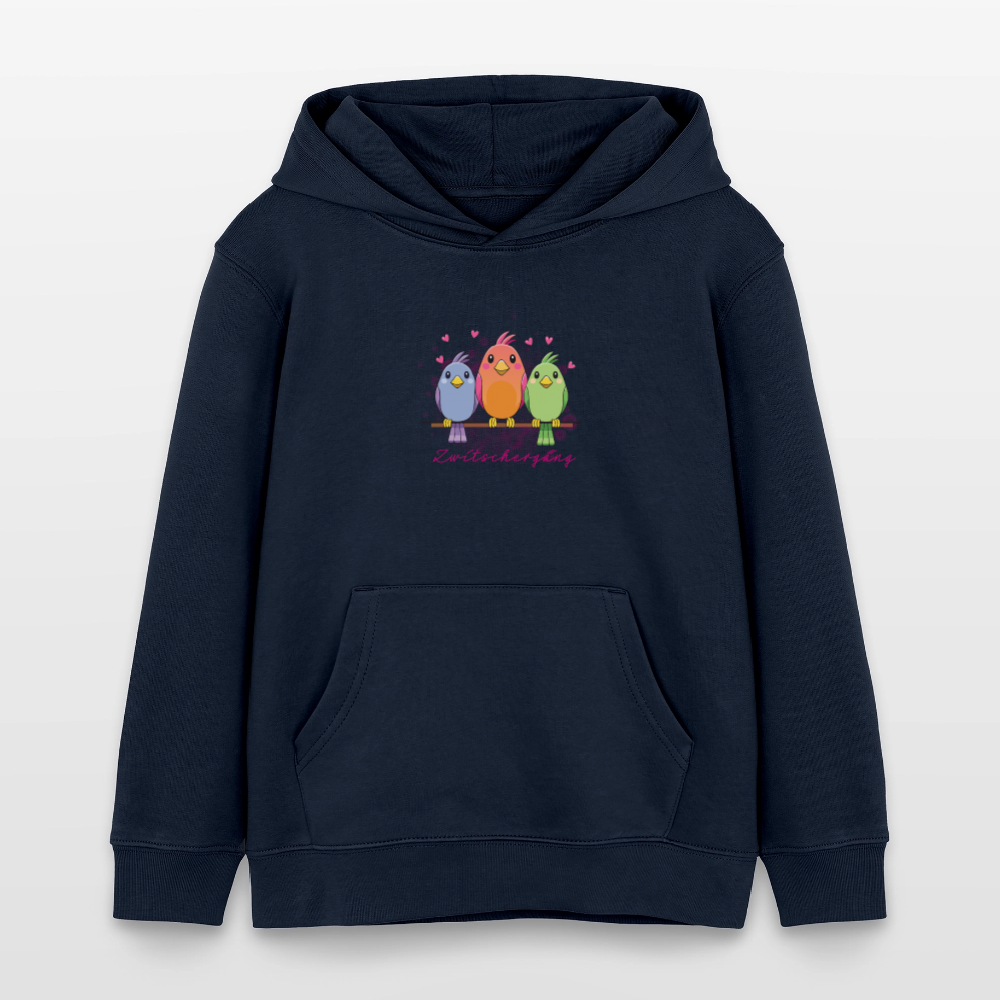MNJS KIDS Bio-Hoodie mit ZWITSCHERGÄNG PRINT - Navy