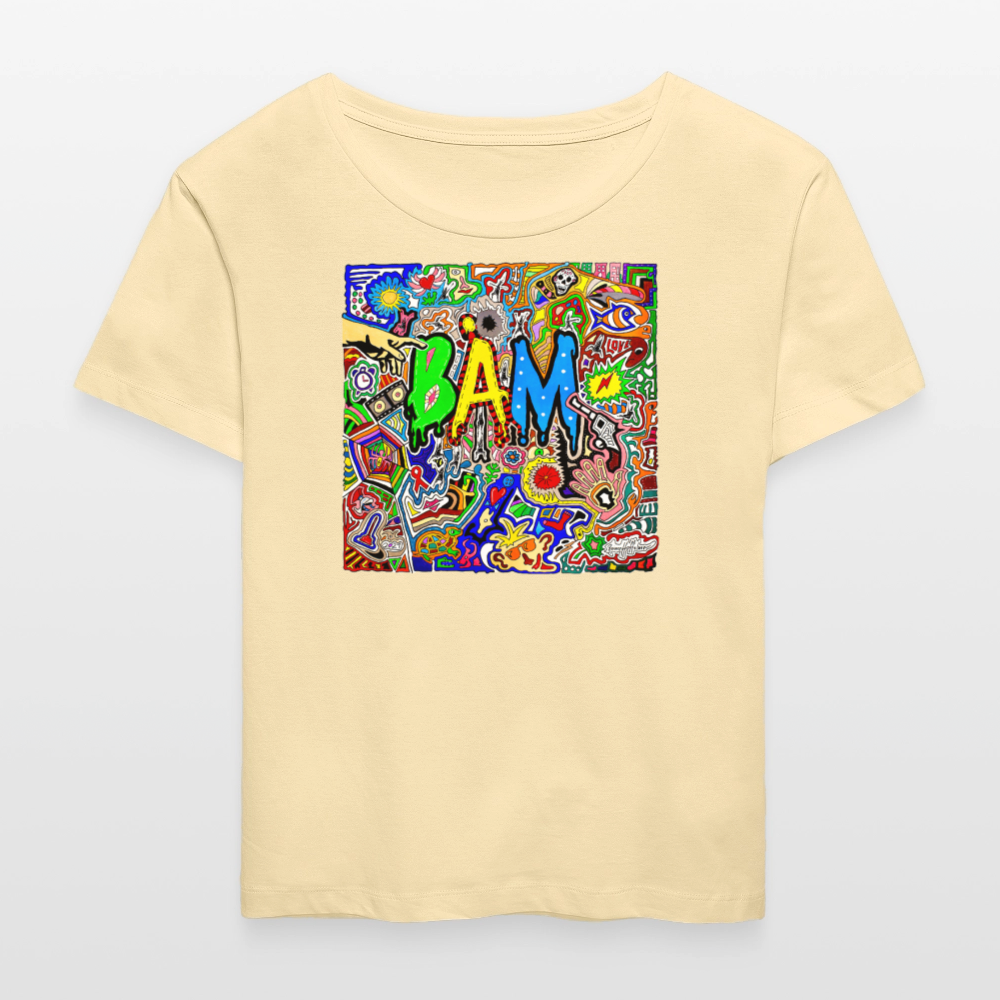 Relaxed Rundhals Frauen Bio-T-Shirt mit BÄM PRINT - Creme