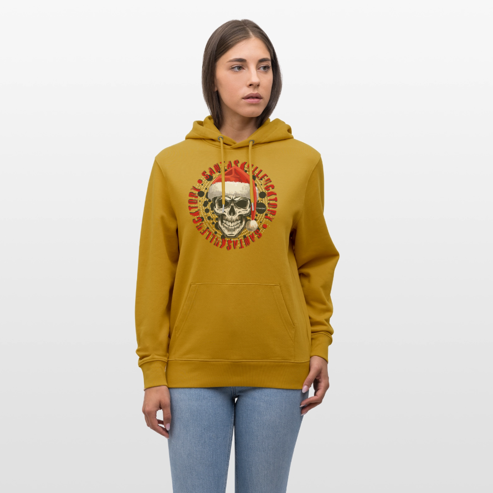 Unisex Bio-Hoodie mit SANTASKULL FUCKTORY PRINT - Ocker