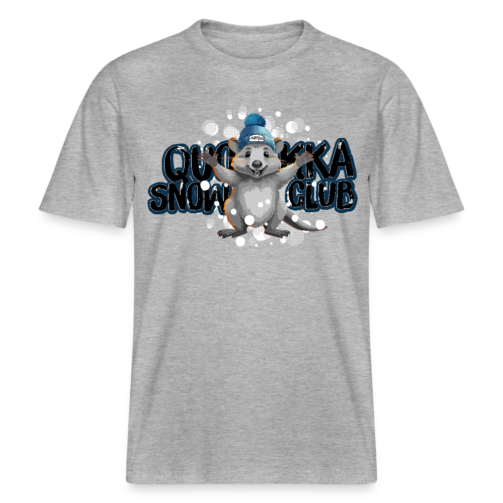Unisex Bio-T-Shirt mit QUOKKA SNOWCLUB PRINT - Grau meliert
