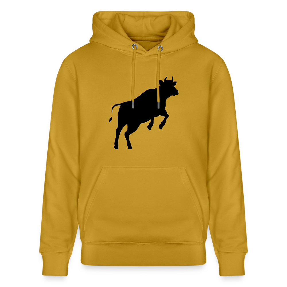 Unisex Hoodie mit JUMPING COW PRINT - Ocker
