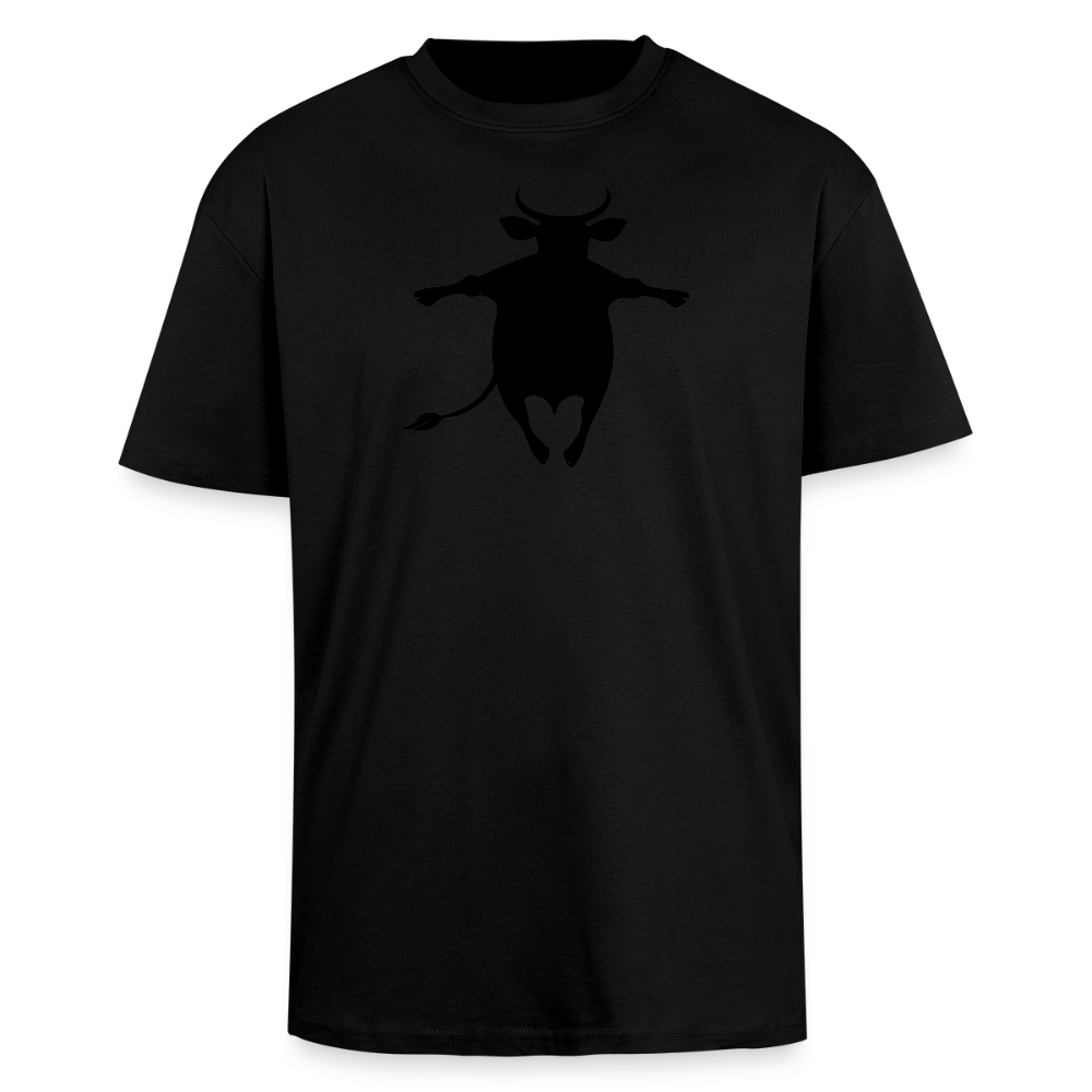 Heavy Oversize T-Shirt mit HAPPY COW PRINT - Schwarz
