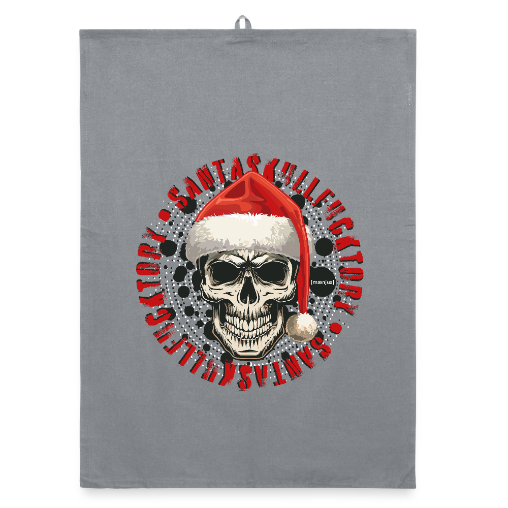 Organic Geschirrtuch mit SANTASKULL FUCKTORY PRINT - Grau