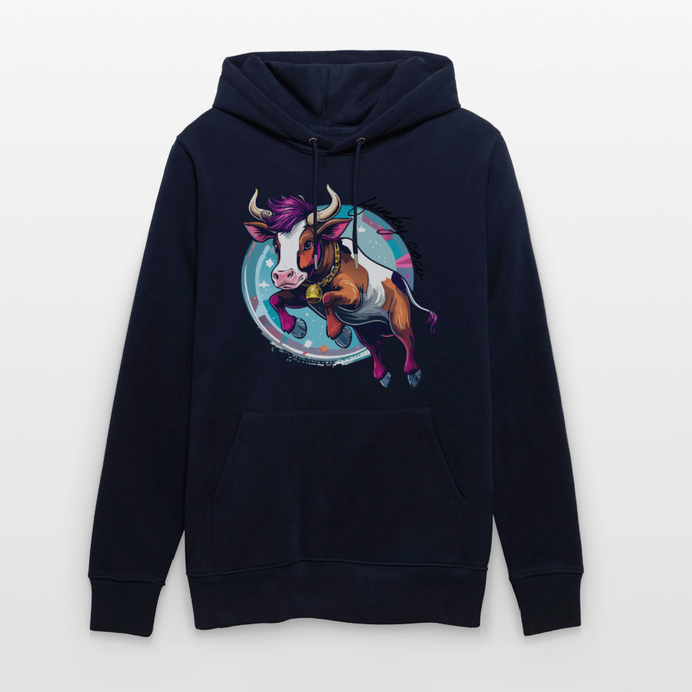 Unisex Hoodie mit FUNKY COW PRINT - Navy