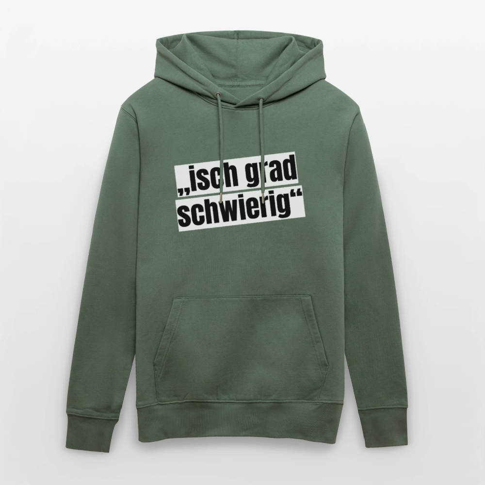 Unisex Hoodie mit ISCH GRAD SCHWIERIG PRINT - Tanngrün