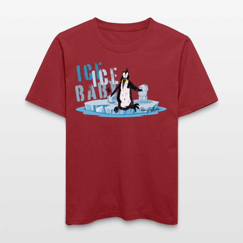 Unisex Bio-T-Shirt mit ICE ICE BABY PINGUIN PRINT - Erdrot