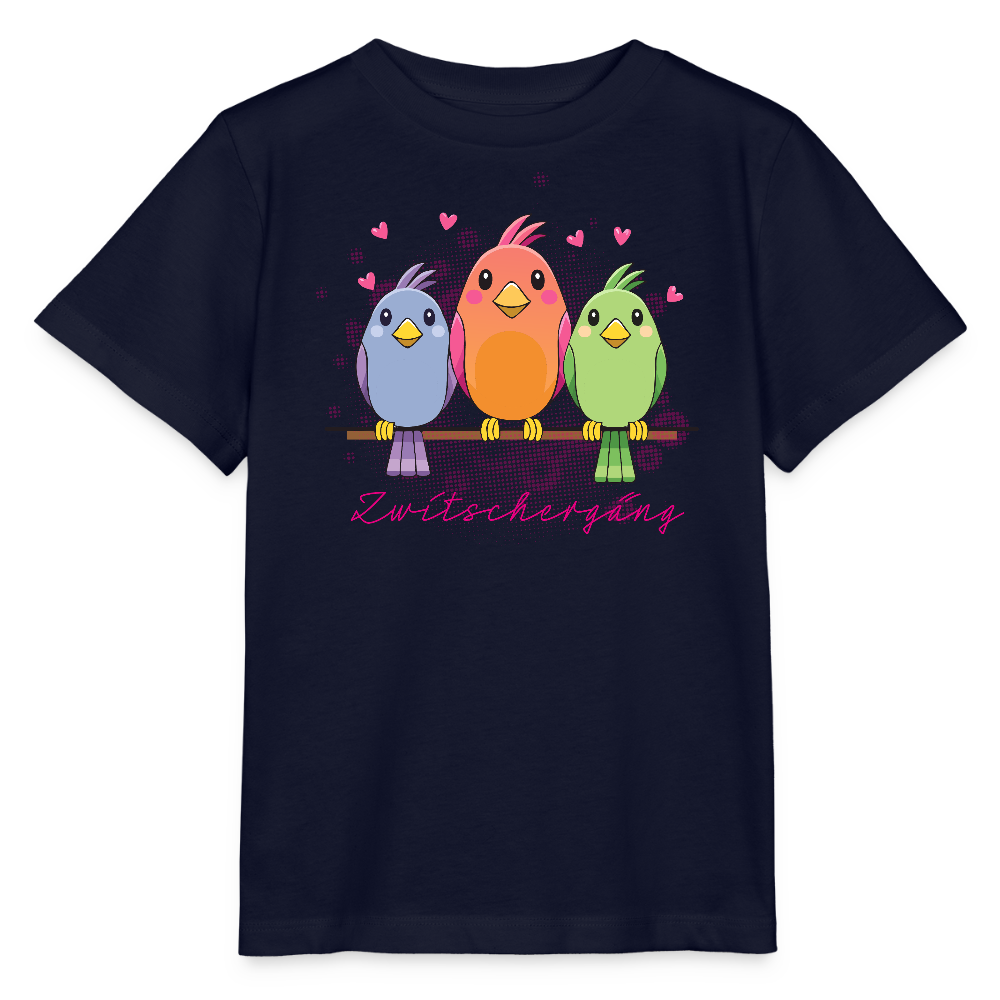 Kinder T-Shirt MINI mit Zwitschergäng Print - Navy