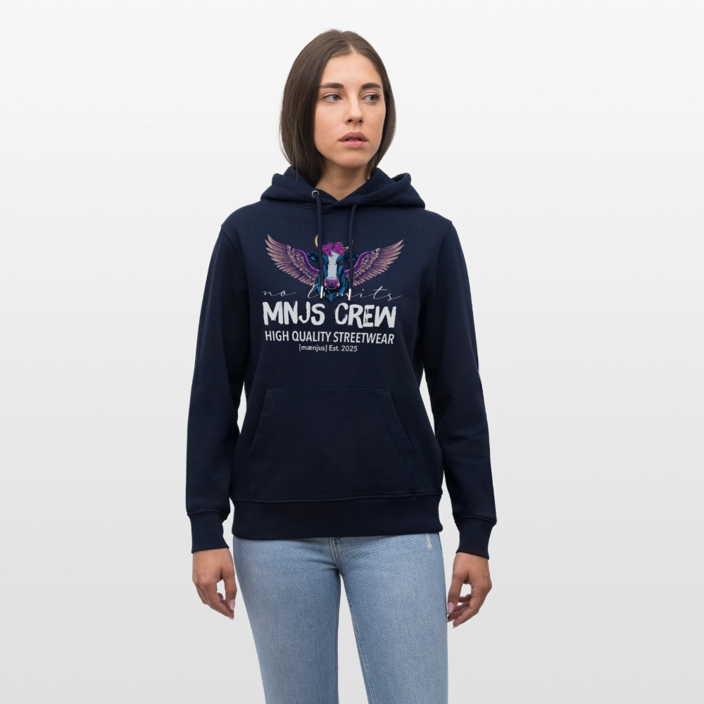 Unisex Bio-Hoodie mit MNJS CREW no limits PRINT - Navy