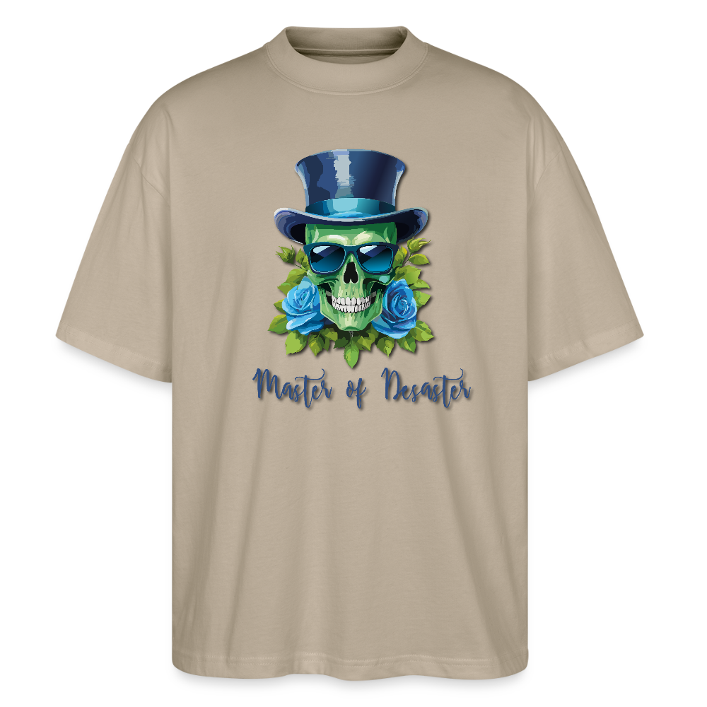 Oversized Unisex T-Shirt mit MASTER OF DESASTER SKULL PRINT - Steingrau
