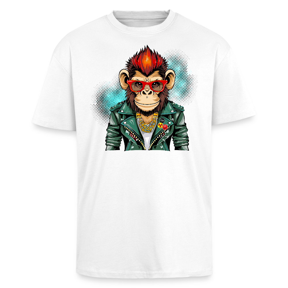 Heavy Oversize T-Shirt mit MONKEY PRINT - Weiß