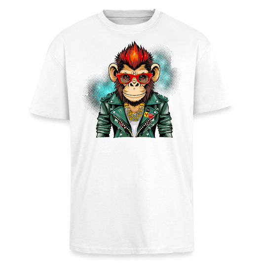 Heavy Oversize T-Shirt mit MONKEY PRINT - Weiß