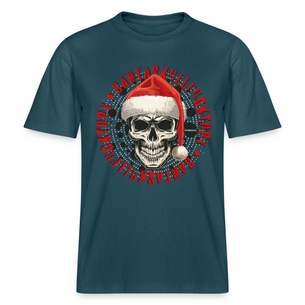 Unisex Bio-T-Shirt mit SANTASKULL FUCKTORY PRINT - Dunkles Petrol