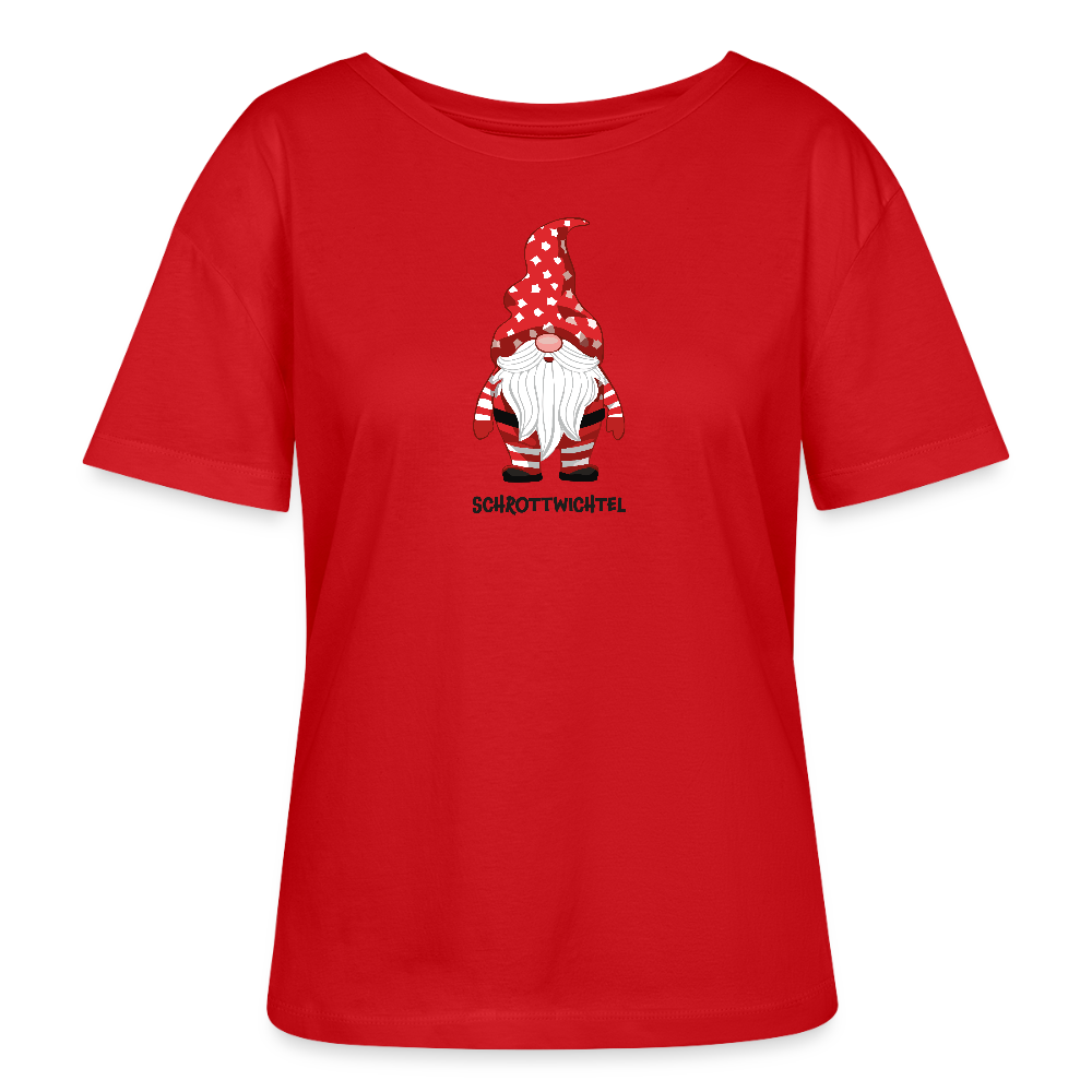 Rundhals Frauen Bio-T-Shirt mit SCHROTTWICHTEL PRINT - Rot