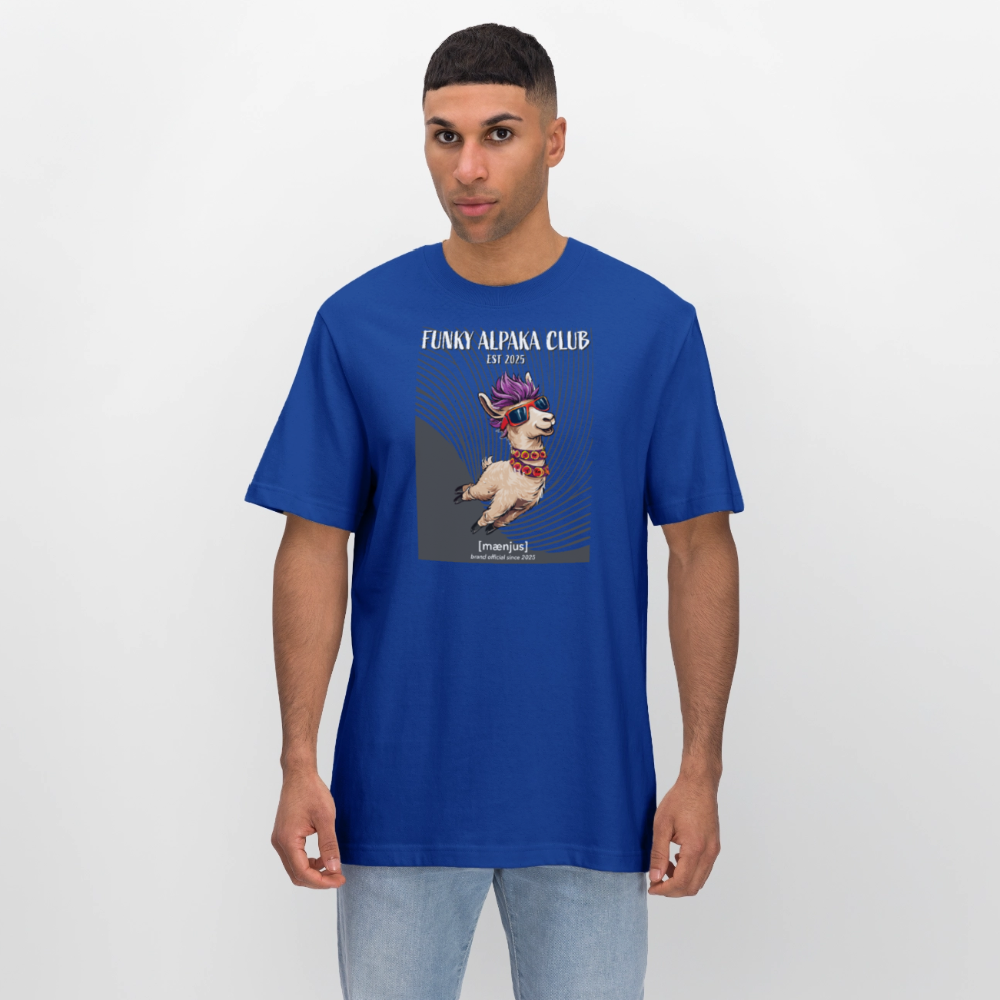 Unisex Bio-T-Shirt mit FUNKY ALPAKA CLUB PRINT Vorderseite - Dunkelblau