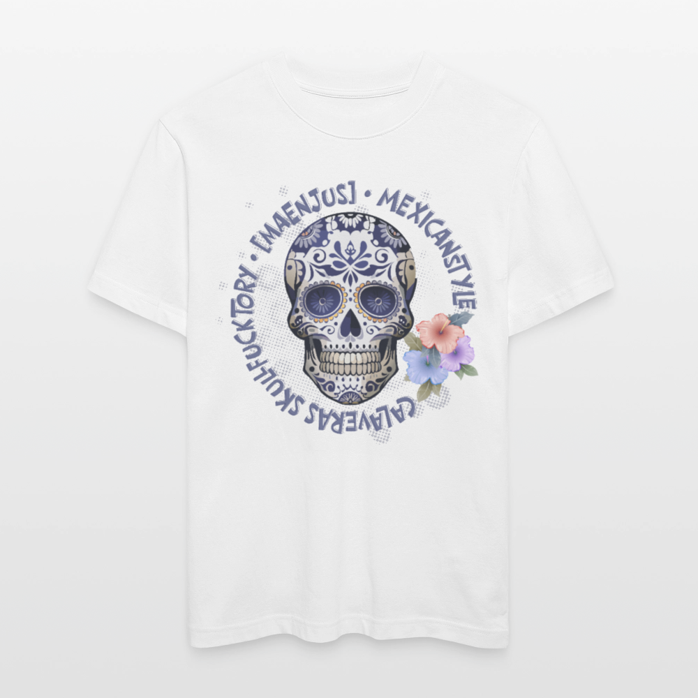 Relaxed Fit Unisex Bio-T-Shirt mit MAENJUS MEXICANSTYLE PRINT Vorderseite - Weiß