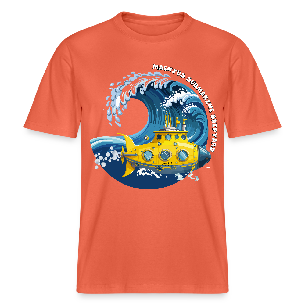 Unisex Bio-T-Shirt mit MAENJUS SUBMARINE SHIPYARD PRINT Vorderseite - Hellrot