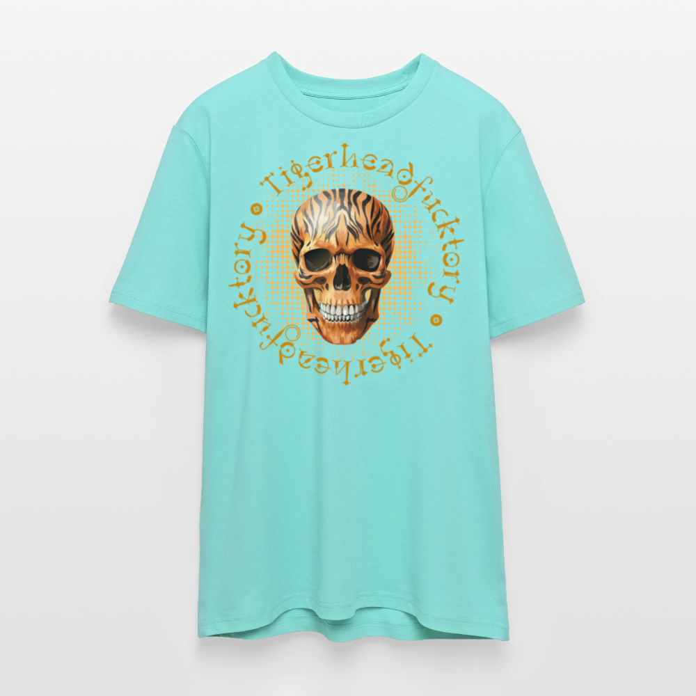Unisex Bio-T-Shirt mit TIGERHEAD SKULL PRINT Vorderseite - Poolblau