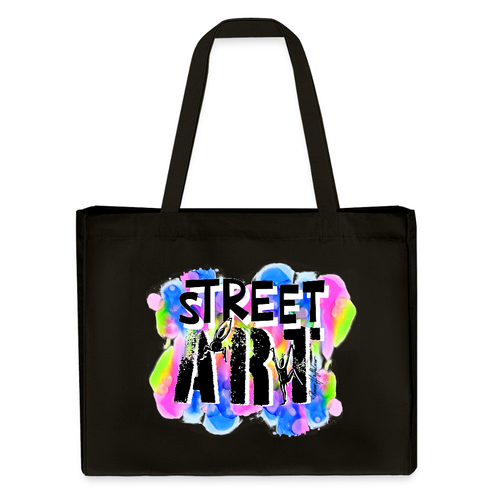 Recycelter Shopping Bag mit STREET ART PRINT - Schwarz