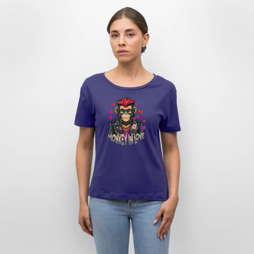 Frauen T-Shirt mit MONKEY IN LOVE PRINT - Dämmerung