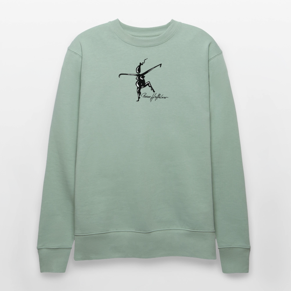 Unisex Bio-Sweatshirt mit TUSCHEWEIBCHEN PRINT - Helles Graugrün
