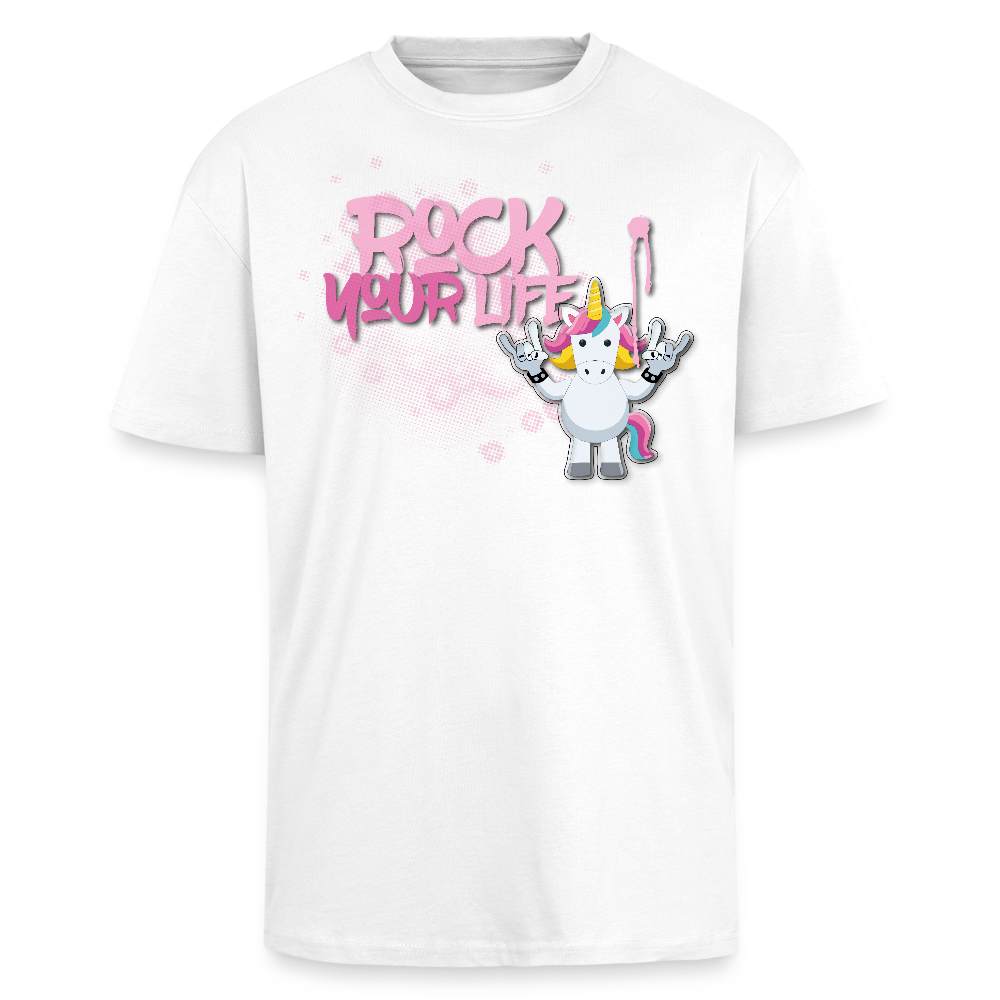 Heavy Oversize T-Shirt mit ROCK YOUR LIFE PRINT - Weiß