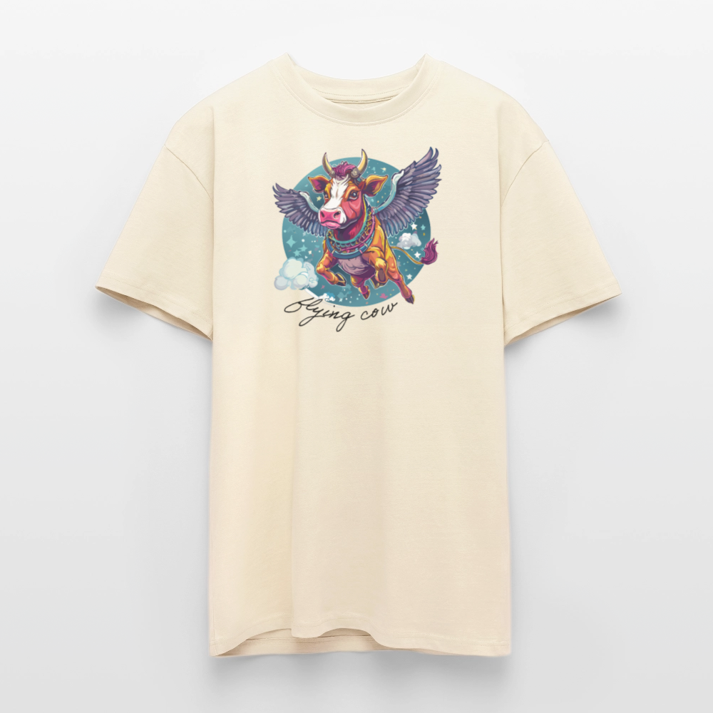 Heavy Oversize T-Shirt mit FLYING COW PRINT - Creme