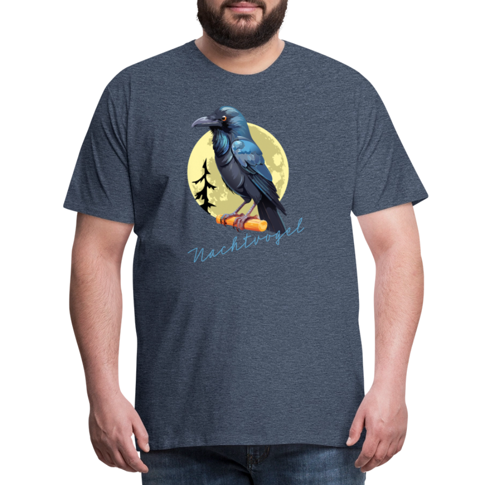 Männer Premium T-Shirt mit NACHTVOGEL PRINT - Blau meliert