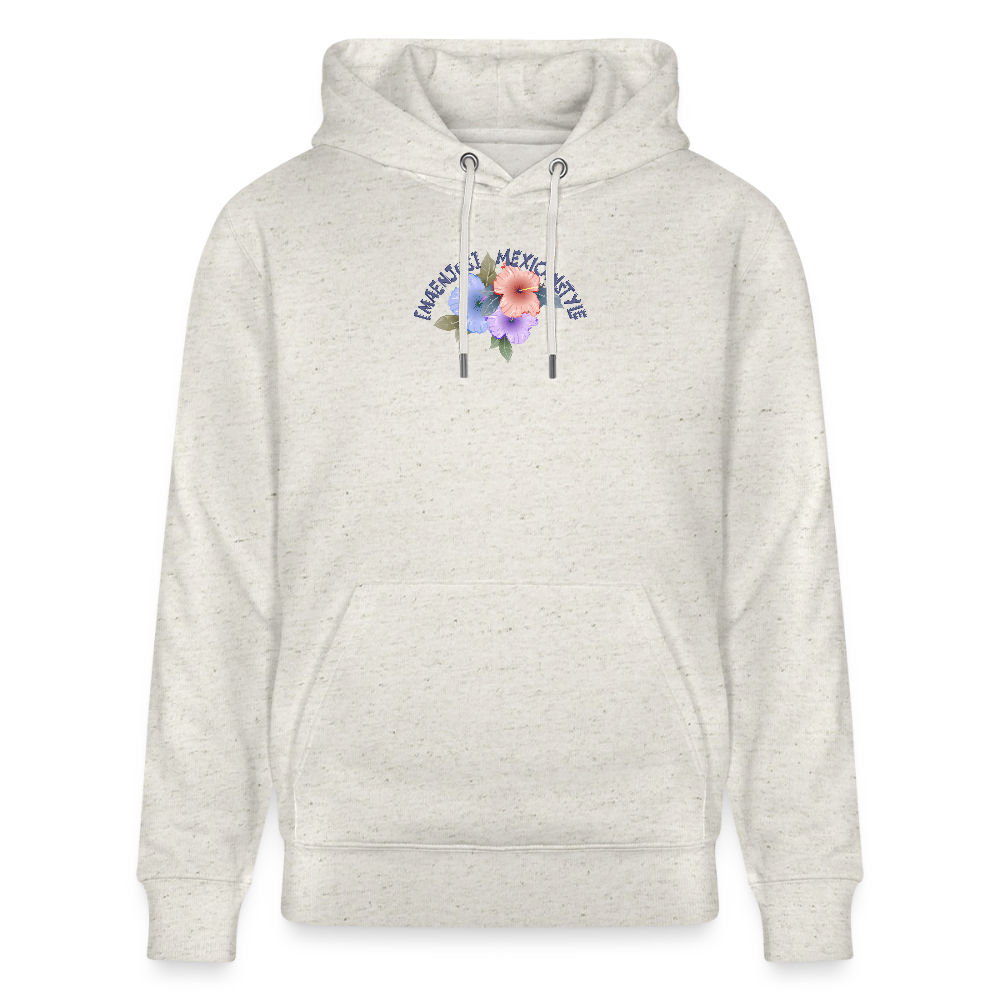 Unisex Hoodie mit MAENJUS MEXICANSTYLE PRINT Vorder- und Rückseite - Beige meliert