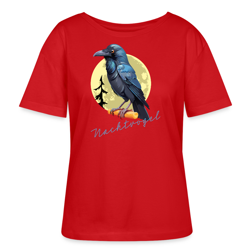 Frauen T-Shirt mit NACHTVOGEL PRINT - Rot