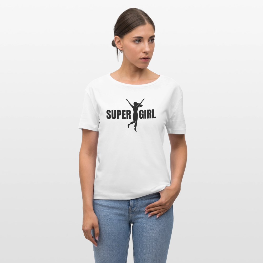 Frauen T-Shirt mit SUPERGIRL PRINT - Weiß