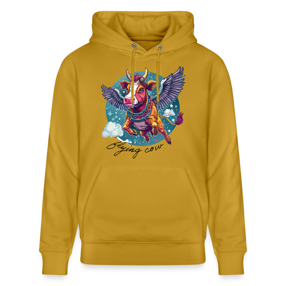 Unisex Hoodie mit FLYING COW PRINT - Ocker