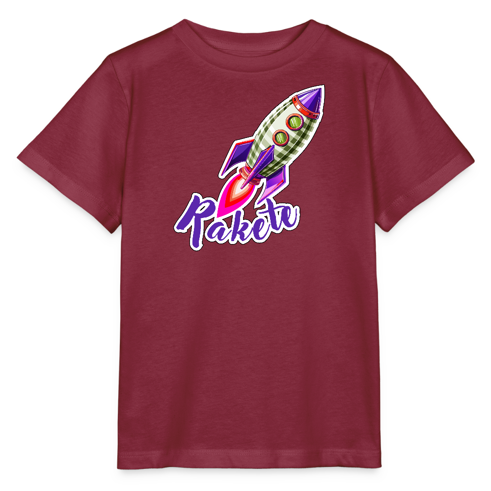 MNJS KIDS Bio T-Shirt mit RAKETE PRINT - Burgunderrot