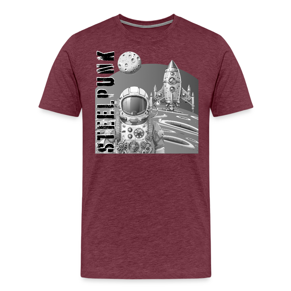 Männer Premium T-Shirt mit STEELPUNK PRINT - Bordeauxrot meliert