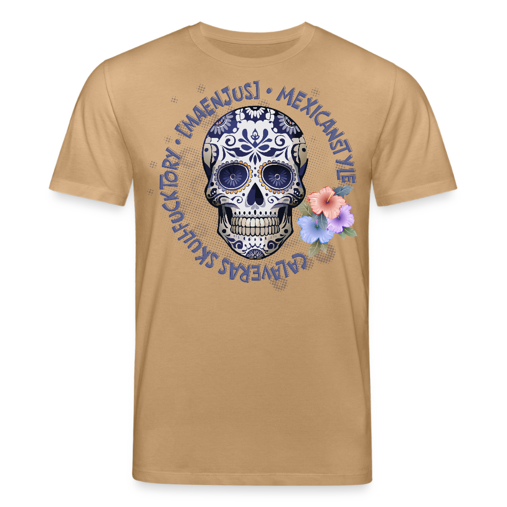 Unisex Bio-T-Shirt mit MAENJUS MEXICANSTYLE PRINT Vorderseite - Karamell