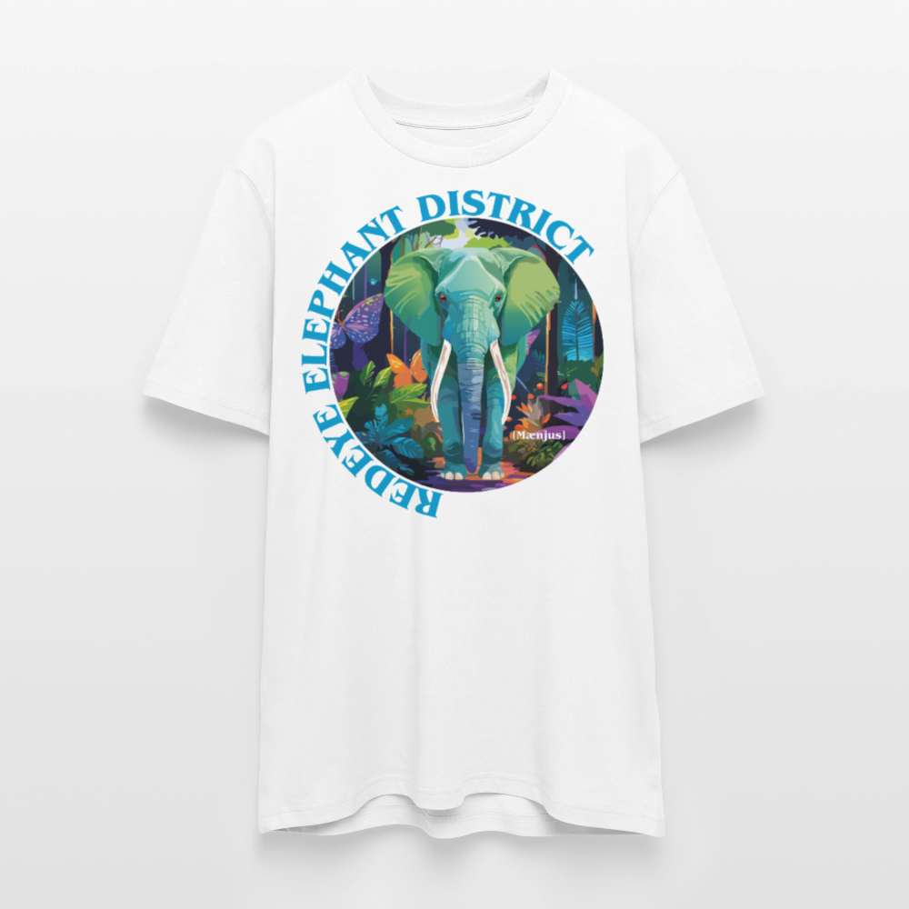 Unisex Bio-T-Shirt mit REDEYE ELEPHANT DISTRICT PRINT Vorderseite - Weiß
