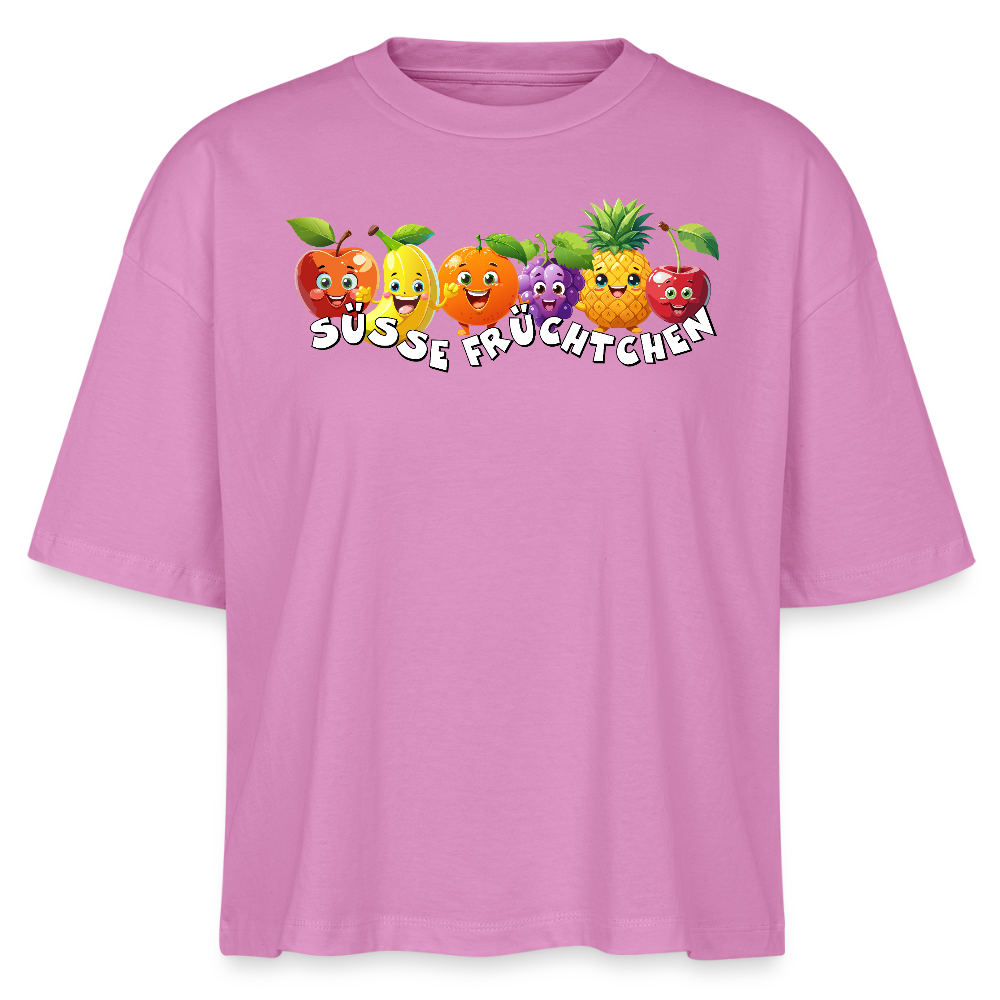 Frauen Boxy T-Shirt mit SÜSSE FRÜCHTCHEN PRINT - Pink