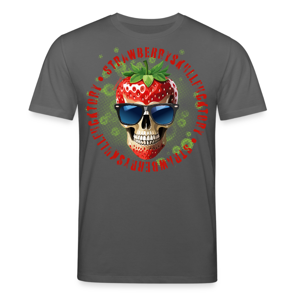 Unisex Bio-T-Shirt mit STRAWBERRY SKULL PRINT Vorderseite - Anthrazit