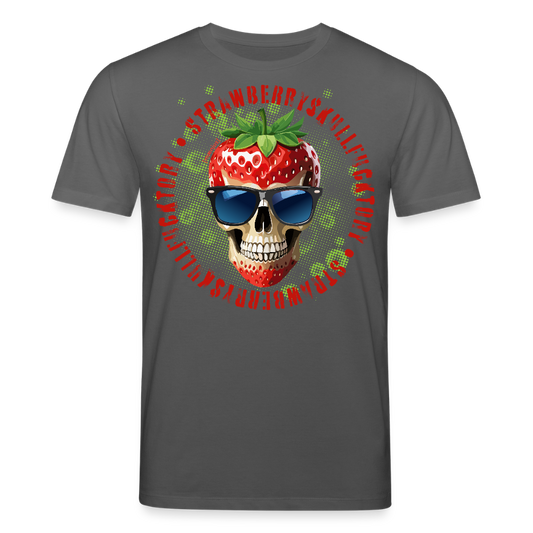 Unisex Bio-T-Shirt mit STRAWBERRY SKULL PRINT Vorderseite - Anthrazit