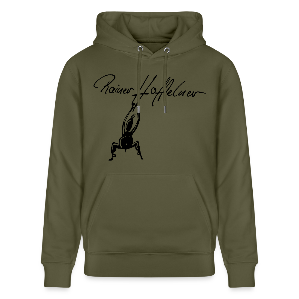 Unisex Bio-Hoodie mit TUSCHEMÄNNCHEN PRINT - Khaki Grün