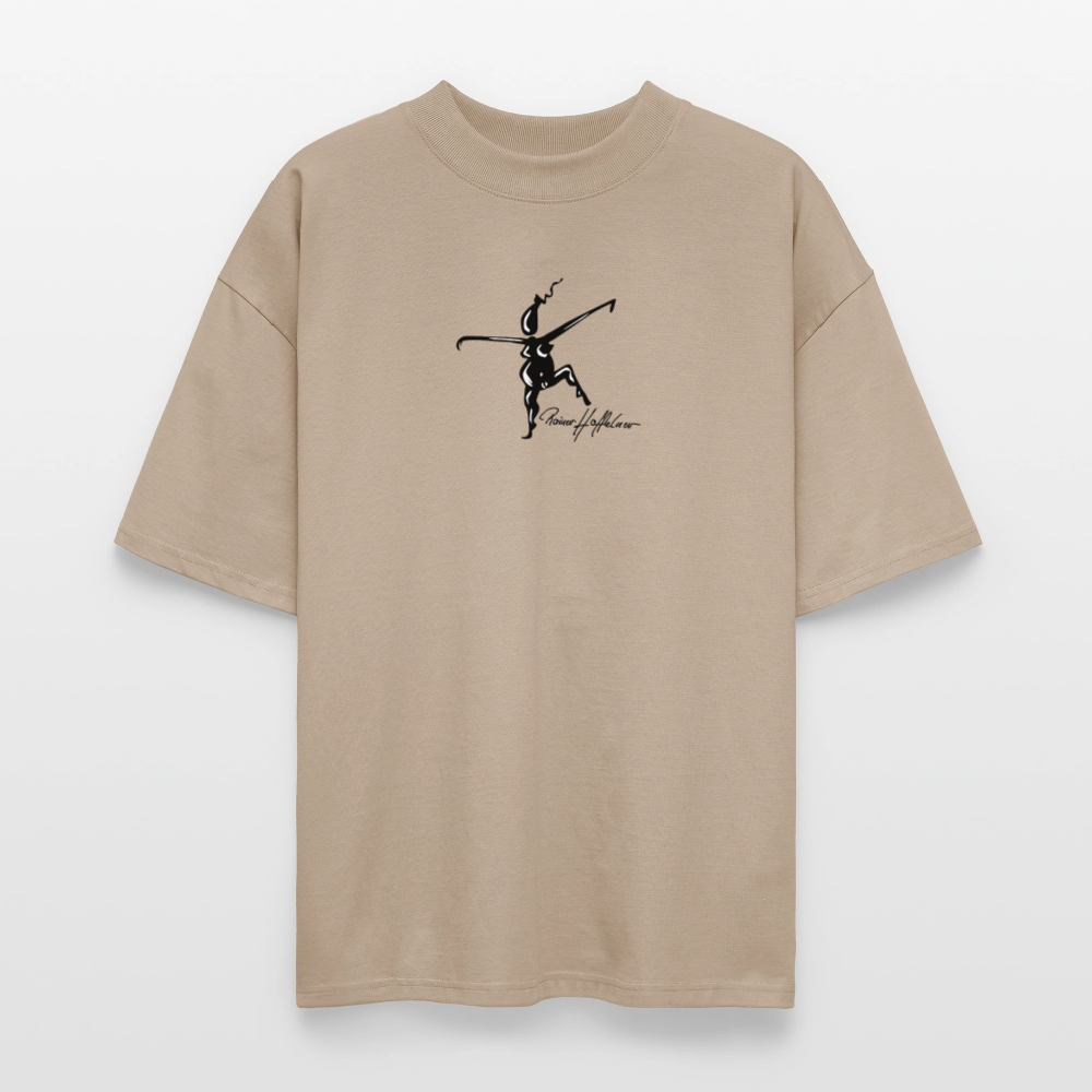 Oversized Unisex Bio T-Shirt mit TUSCHEWEIBCHEN PRINT - Steingrau