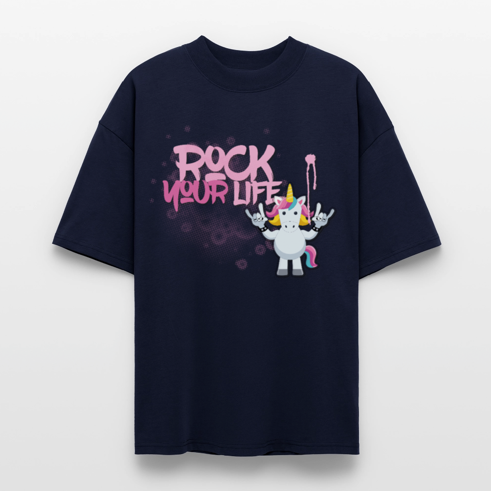 Oversized Unisex T-Shirt mit ROCK YOUR LIFE PRINT - Navy