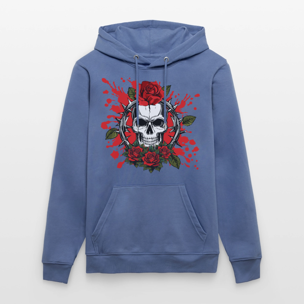 Unisex Hoodie mit ROSENSKULL PRINT - Blau