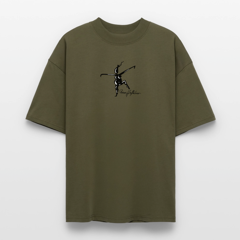 Oversized Unisex Bio T-Shirt mit TUSCHEWEIBCHEN PRINT - Khaki