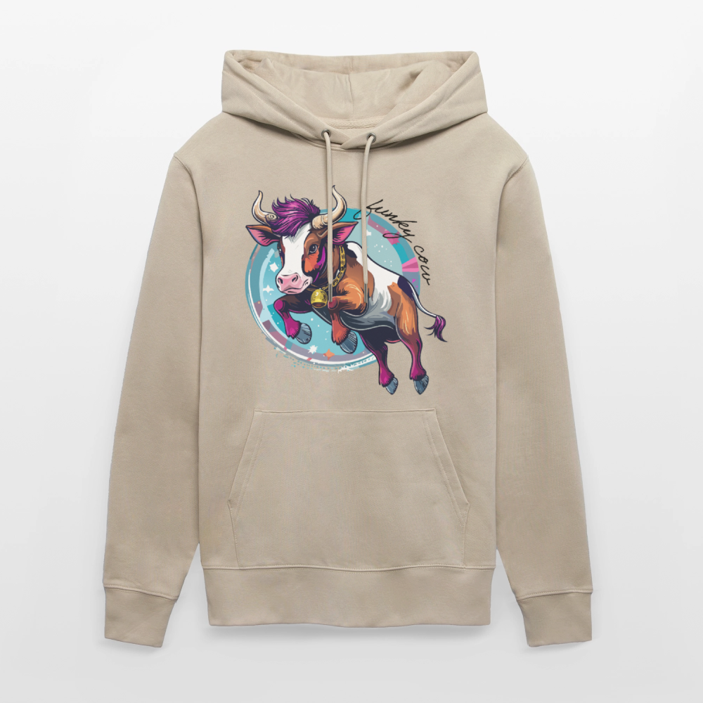 Unisex Hoodie mit FUNKY COW PRINT - Beige
