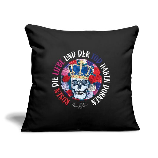 Sofakissenbezug 44 x 44 cm mit ROSEN DIE LIEBE UND DER TOD HABEN DORNEN PRINT - Schwarz