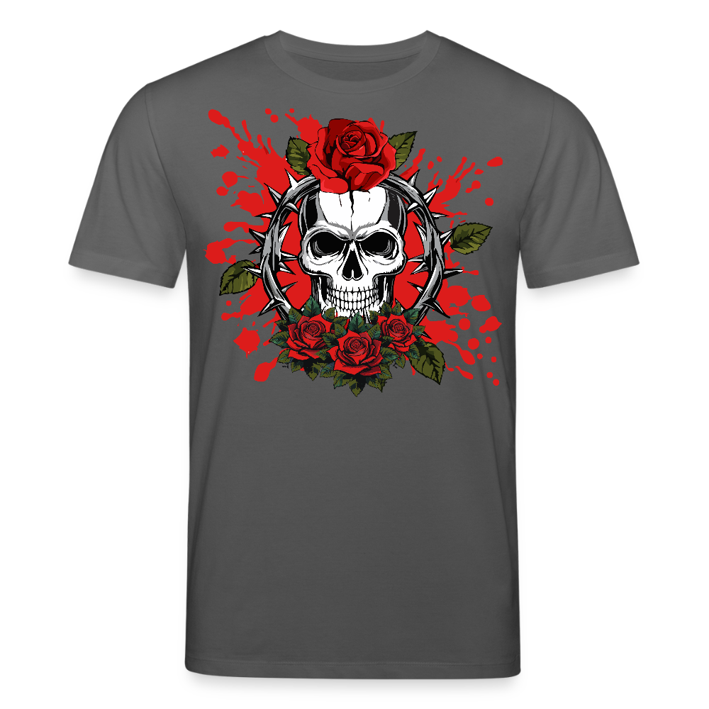 Unisex Bio-T-Shirt mit ROSEN SKULL PRINT Vorderseite - Anthrazit