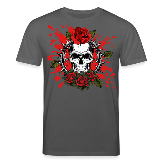 Unisex Bio-T-Shirt mit ROSEN SKULL PRINT Vorderseite - Anthrazit