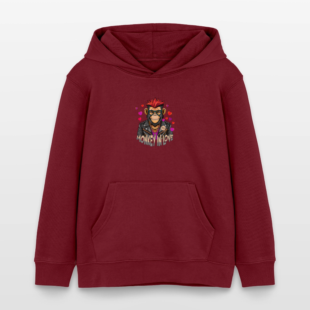 MNJS KIDS Bio-Hoodie mit MONKEY IN LOVE PRINT - Burgunderrot