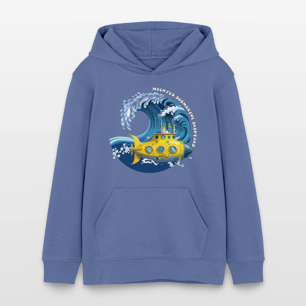 Teens Bio-Hoodie mit MAENJUS SUBMARINE SHIPYARD PRINT - Blau